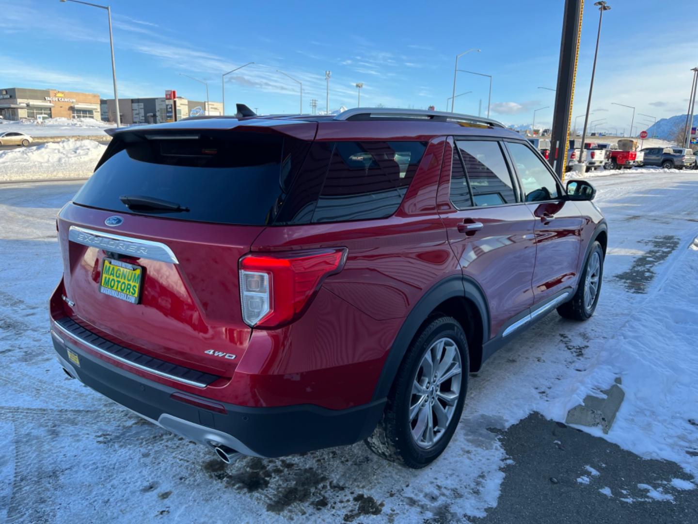 2021 Red /black leather Ford Explorer Limited AWD (1FMSK8FH7MG) with an 2.3L L4 DOHC 16V engine, 10A transmission, located at 1960 Industrial Drive, Wasilla, 99654, (907) 274-2277, 61.573475, -149.400146 - Photo#5